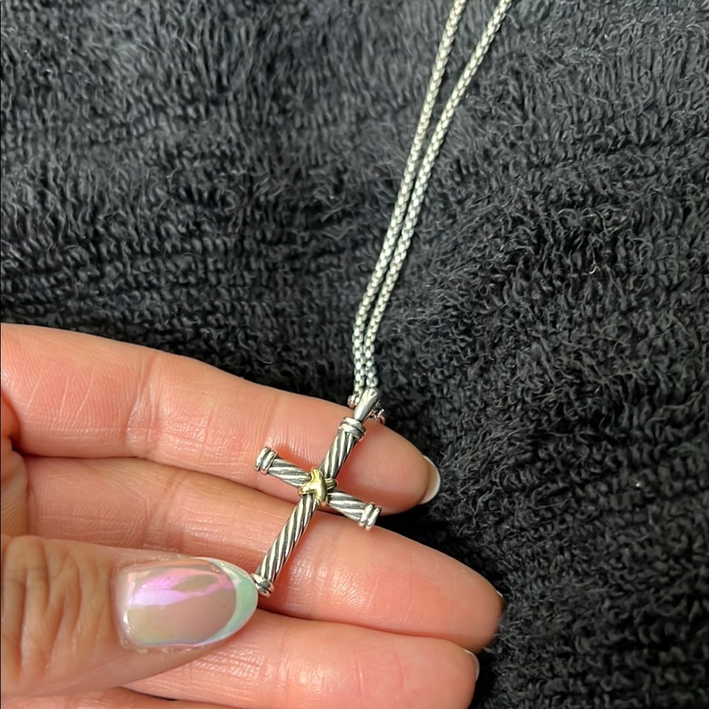 Elegant Silver and Gold Cross Necklace